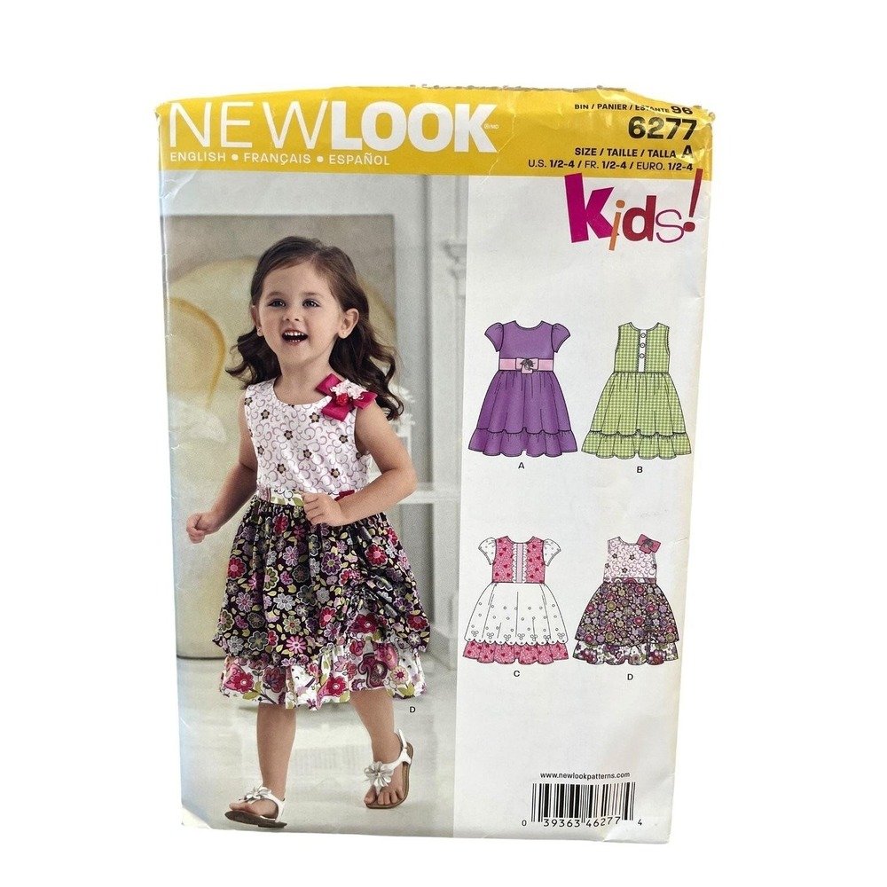 NEWLOOK 6277 Toddler‎ Dress US 1/2-4 Girls Ruffle Belt Sundress Kids Play Party
